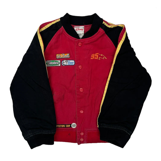 Age 8 Lightning Mcqueen Disney Cartoon Varsity Jacket - Medium Black Cotton