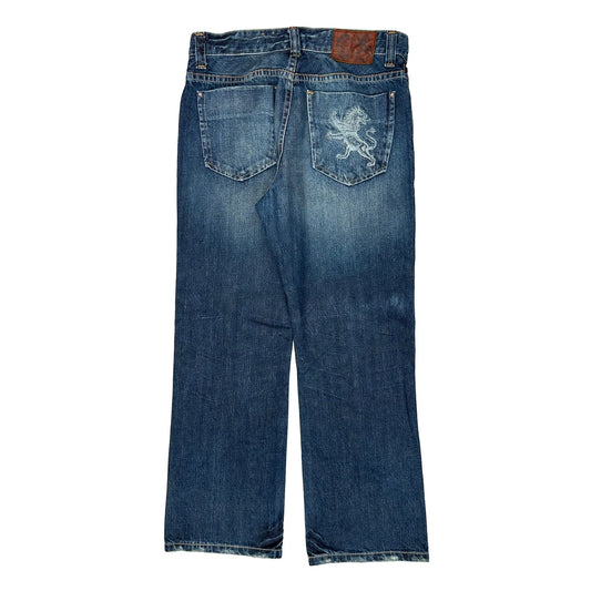 King Of Pride Boot Cut Jeans - 34W 31L Blue Cotton