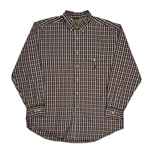 Nautica Checked Shirt - XL Burgundy Cotton