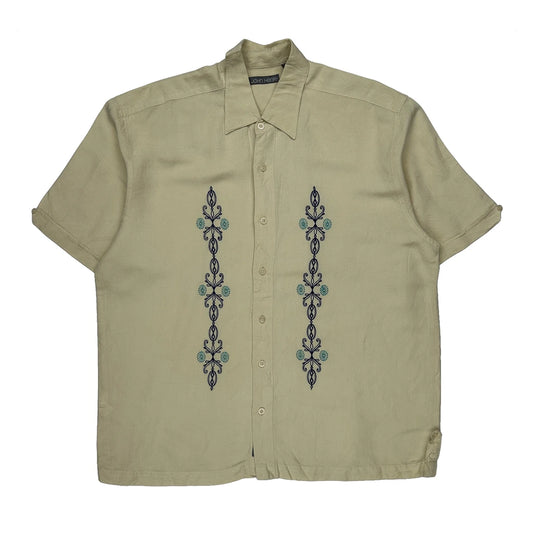 Vintage John Henry Hawaiian Shirt - XL Beige Linen Blend