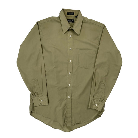 Made In USA Christian Dior Shirt - Medium Green Cotton Blend