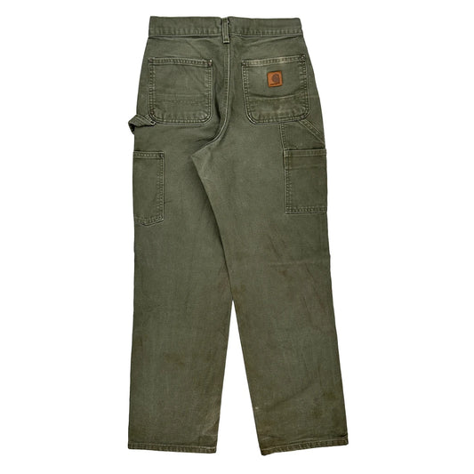 Carhartt Double Knee Carpenter Trousers - 28W 30L Green Cotton