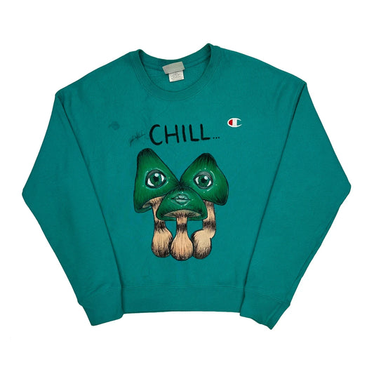Reverse Weave Champion Graphic Sweatshirt - Medium Green Cotton