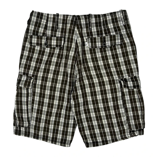Unbranded Checked Cargo Shorts - 32W 11L Brown Cotton