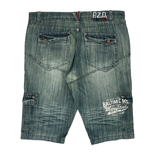 Vintage Hip Hop Point Zero Cargo Shorts - 40" Waist Dark Wash Denim
