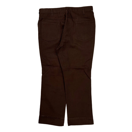 80S Dickies Boot Cut Work Trousers - 36W 29L Brown Cotton Blend