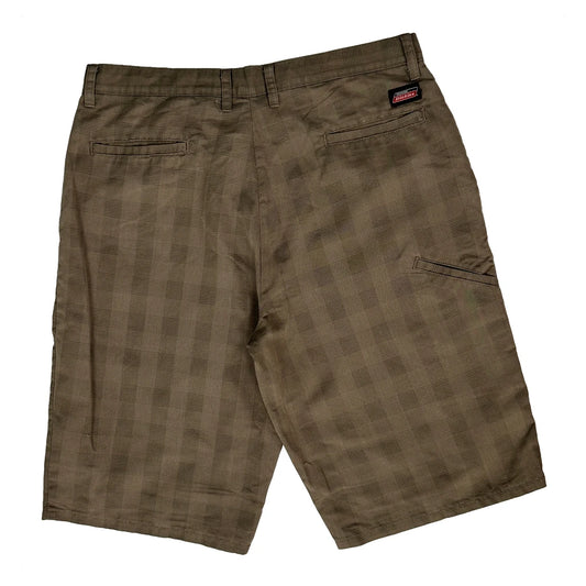 Dickies Checked Chino Shorts - 34W 10L Brown Cotton