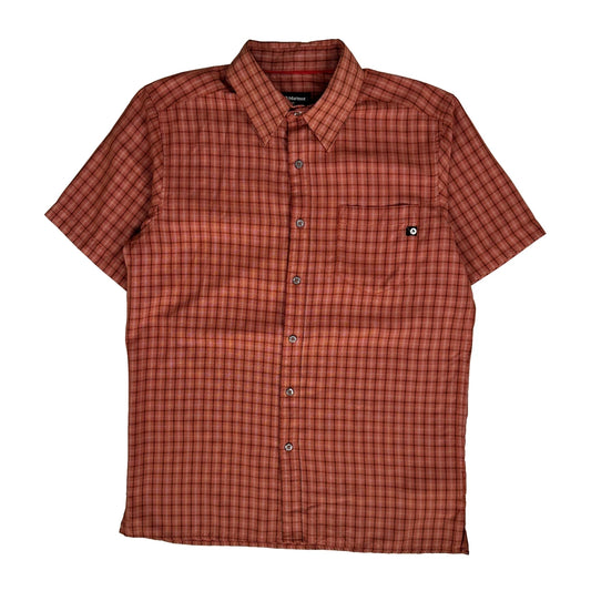 Marmot Checked Short Sleeve Shirt - Medium Red Polyester