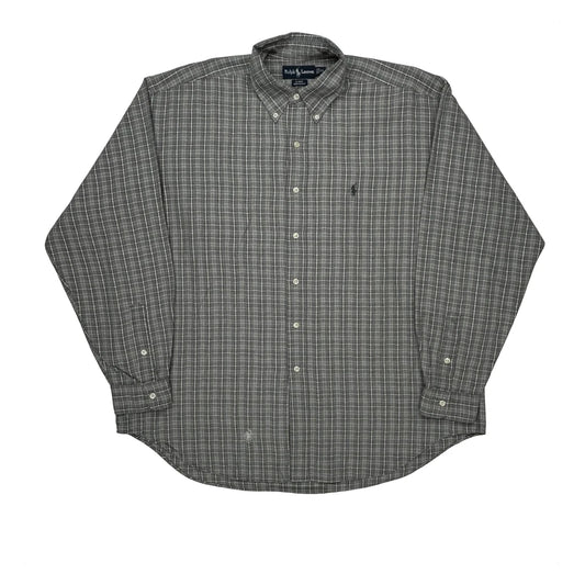 Vintage Ralph Lauren Checked Shirt - XL Grey Cotton