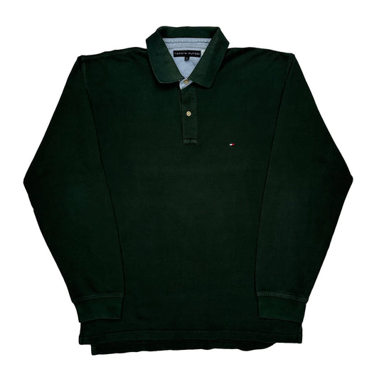 Tommy Hilfiger Long Sleeve Polo Shirt - XL Green Cotton