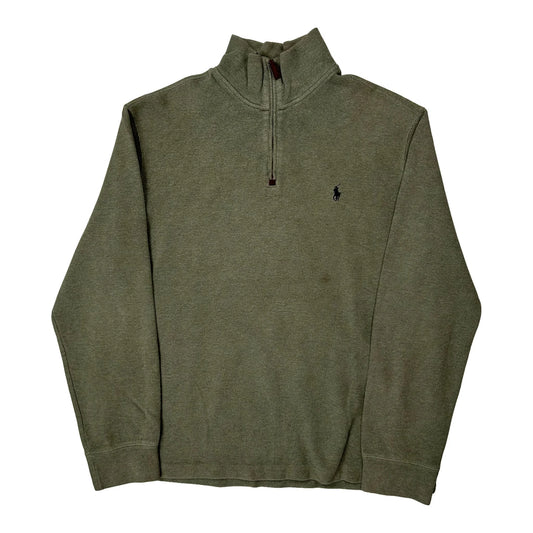 Vintage Polo By Ralph Lauren 1/4 Zip - Large Green Cotton