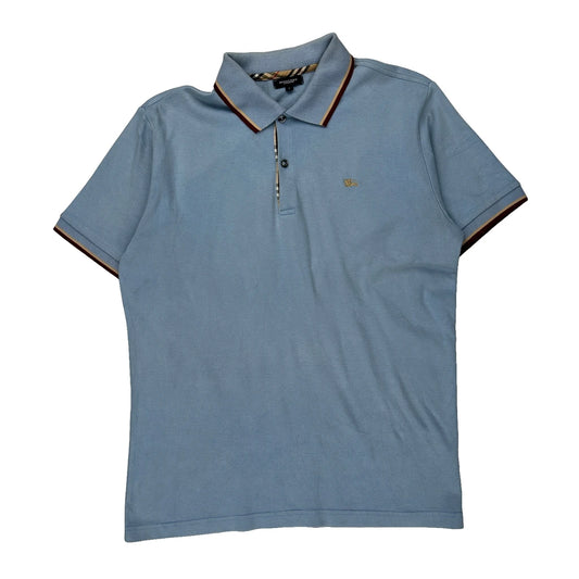 Burberry London Polo Shirt - Large Blue Cotton