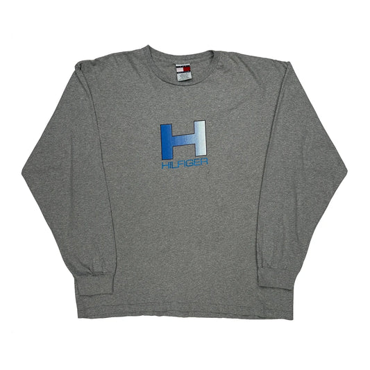 Vintage Made In USA Tommy Hilfiger Long Sleeve T-Shirt - XL Grey Cotton