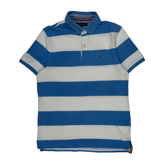 Tommy Hilfiger Striped Polo Shirt - Medium Blue Cotton