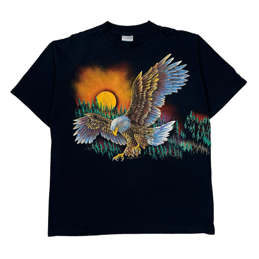 Eagle Print Hazelwoods Single Stitch T-Shirt - XL Black Cotton