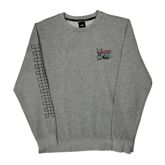 Vintage Music Theme Vans Graphic Sweatshirt - Medium Grey Cotton
