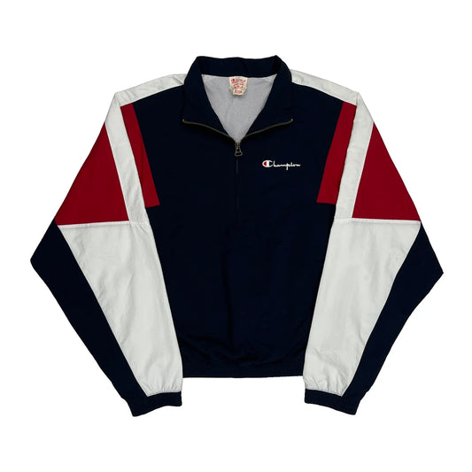 Champion Striped Track Jacket - Medium Navy Polyester