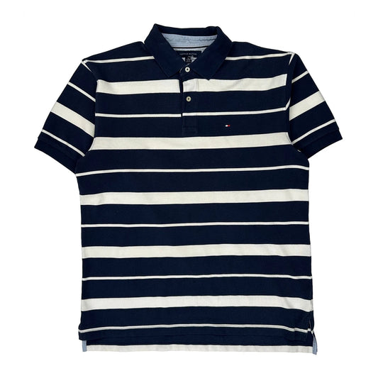 Tommy Hilfiger Striped Polo Shirt - XL Navy Cotton