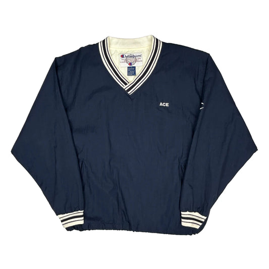 Champion Windbreaker - Large Navy Nylon