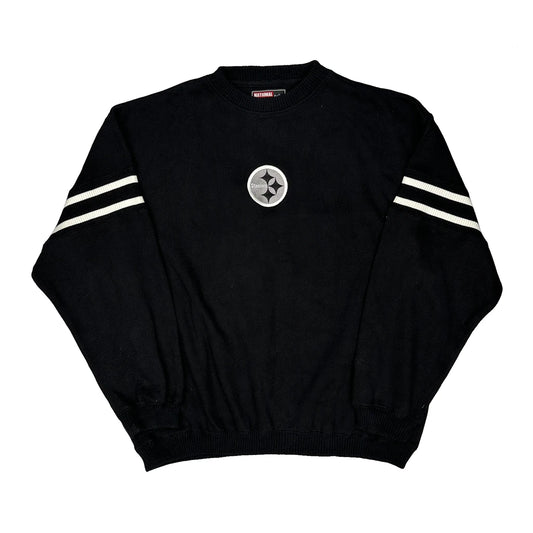Vintage Steelers Nfl Football Jumper - XL Black Polyester Blend