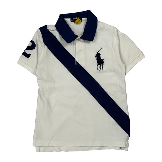 Age 5 Polo By Ralph Lauren Striped Polo Shirt - Small White Cotton