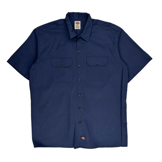 Dickies Tall Short Sleeve Shirt - XL Blue Polyester Blend