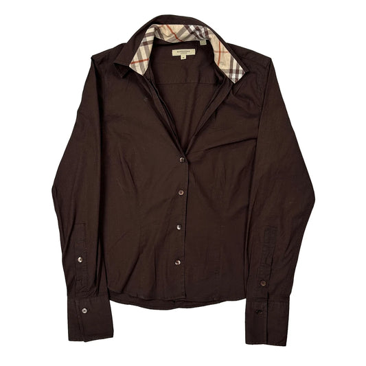 Vintage Burberry London Checked Shirt - Medium Brown Cotton