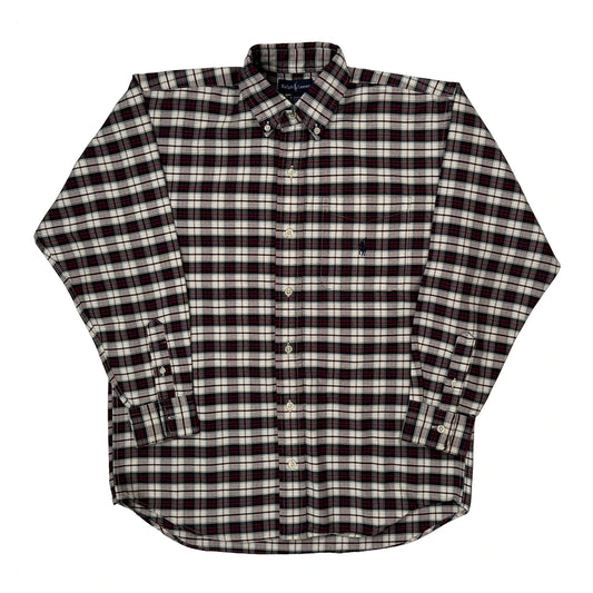 Ralph Lauren Checked Shirt - Medium Burgundy Cotton