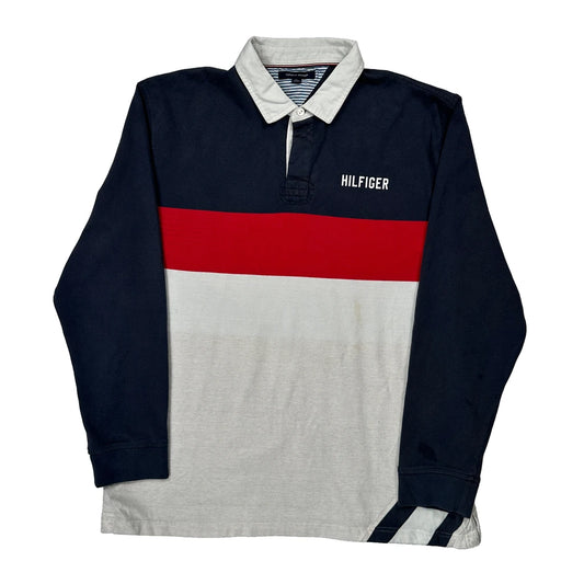 Tommy Hilfiger Striped Rugby Shirt - 2XL Navy Cotton