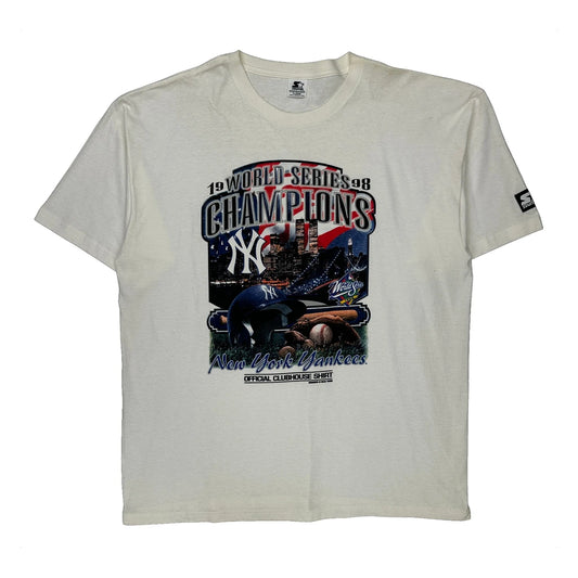 Vintage New York Yankees Starter Mlb T-Shirt - XL White Cotton