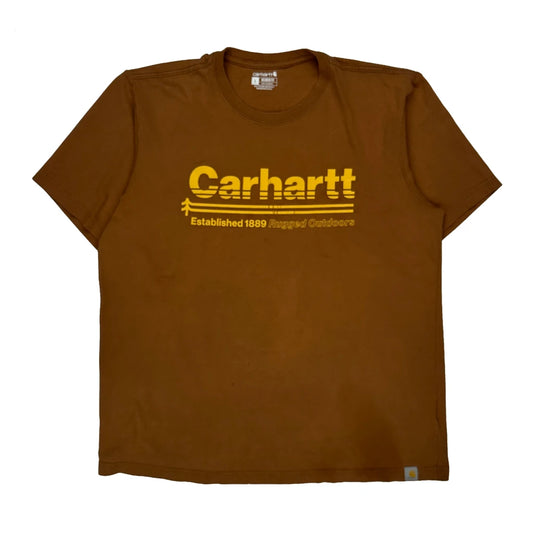 Carhartt Graphic T-Shirt - Large Brown Cotton