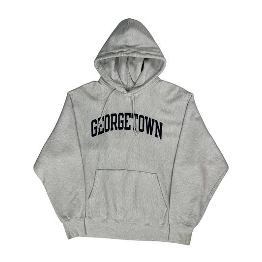 Reverse Weave Champion Georgetown Hoodie - Large Grey Cotton