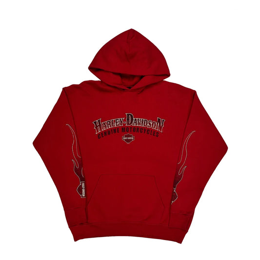 Vintage Orlando Harley Davidson Graphic Hoodie - Large Red Cotton