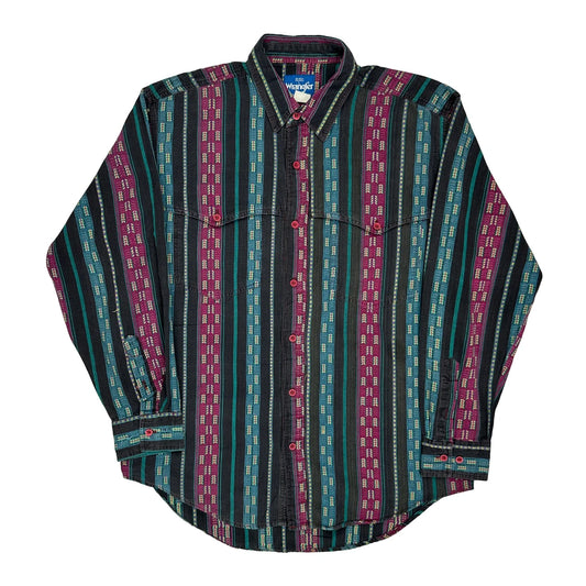 Wrangler Striped Shirt - Large Multicoloured Cotton