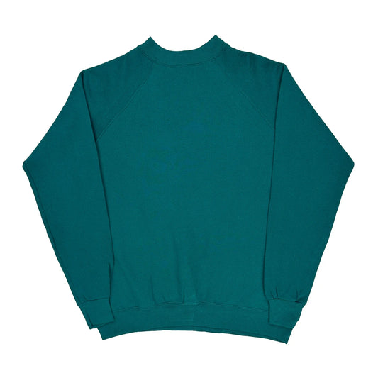 Vintage 90S Blank Hanes Sweatshirt - Large Green Cotton Blend