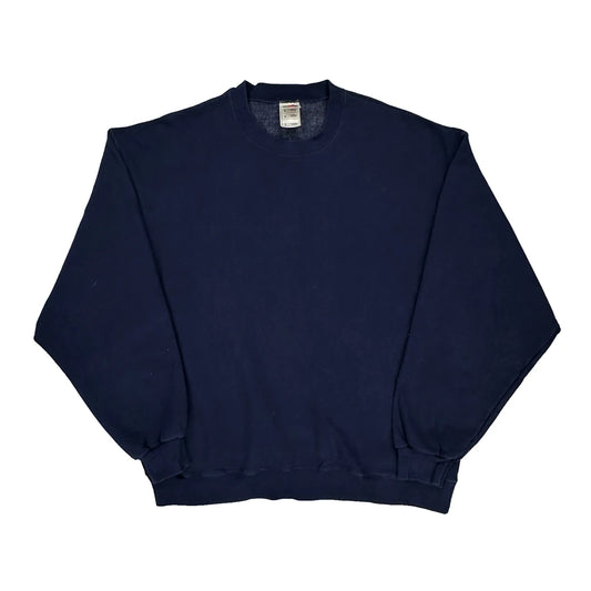 90S Blank Fruit Of The Loom Sweatshirt - XL Navy Cotton Blend