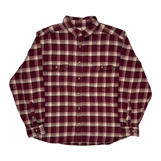 Levis Checked Flannel Shirt - 2XL Burgundy Cotton