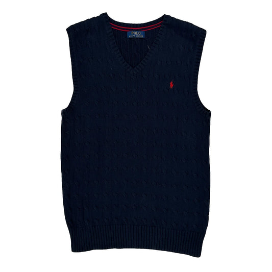 Vintage Polo By Ralph Lauren Sweater Vest - Medium Navy Cotton