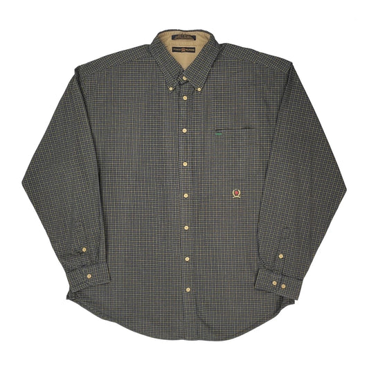 Vintage Tommy Hilfiger Checked Shirt - 2XL Grey Cotton
