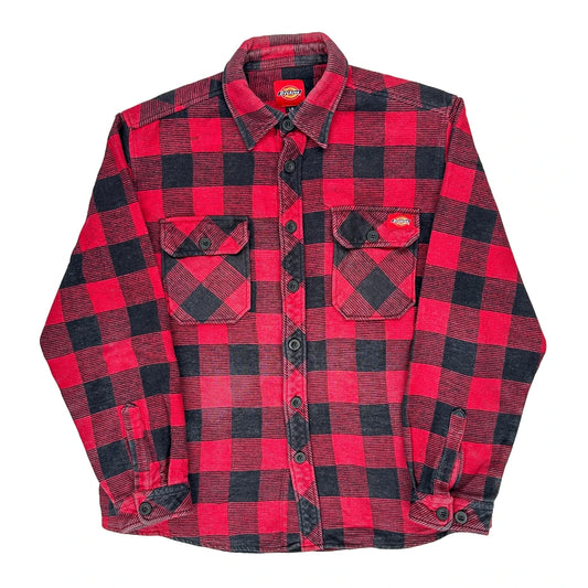 Dickies Checked Flannel Shirt - Large Red Cotton