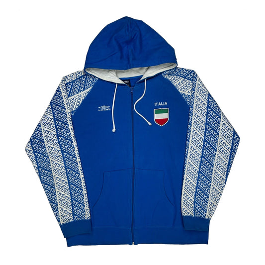 Italy Umbro Graphic Hoodie - Large Blue Cotton
