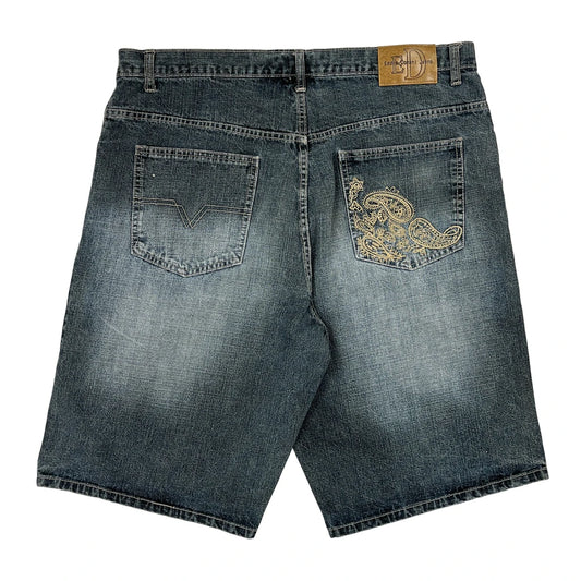 Eddie Domani Baggy Denim Shorts - 38W 11L Grey Cotton