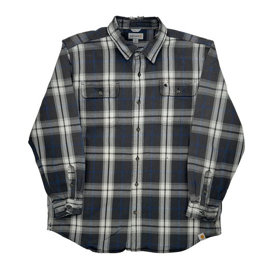 Carhartt Checked Flannel Shirt - XL Grey Cotton