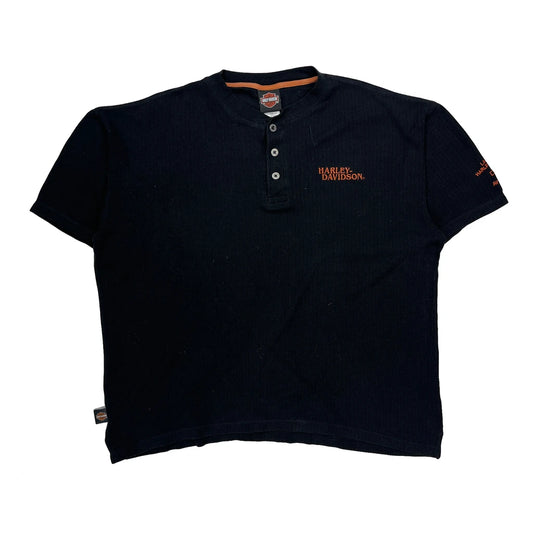 Vintage Motorcycles Harley Davidson Graphic Polo Shirt - XL Black Cotton Blend