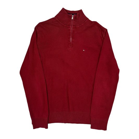 Vintage Tommy Hilfiger 1/4 Zip - Large Red Cotton
