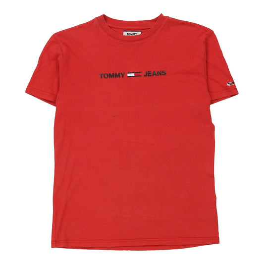 Vintage Tommy Hilfiger Spellout T-Shirt - XS Red Cotton