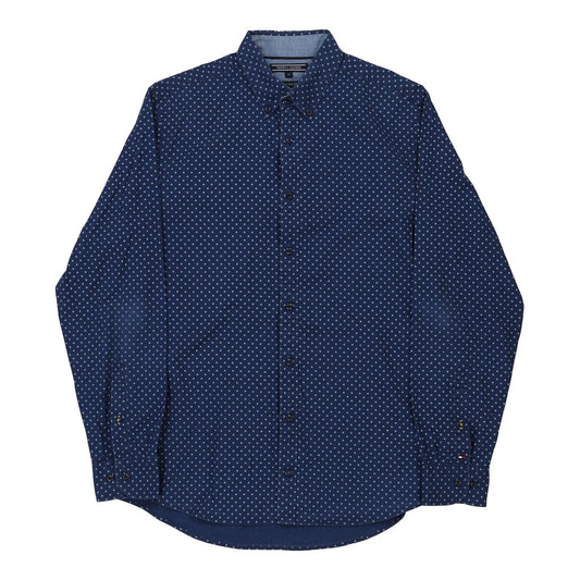 Vintage Tommy Hilfiger Polka Dot Shirt - Medium Blue Cotton