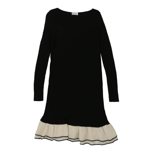 Vintage Red Valentino Jumper Dress - Medium Black Wool Blend