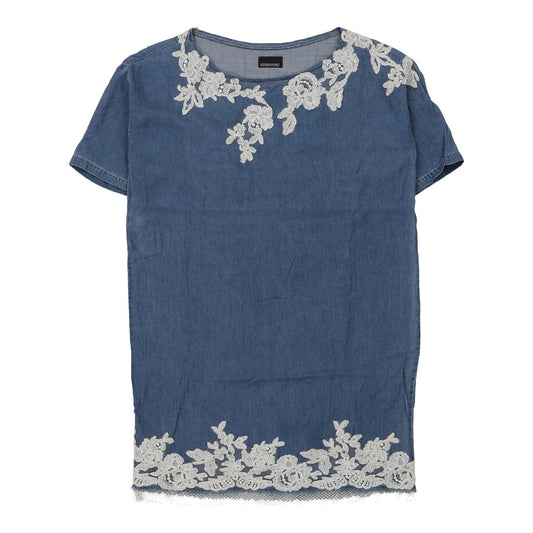 Vintage Ermanno Scervino Lace Dress - Large Blue Lyocell