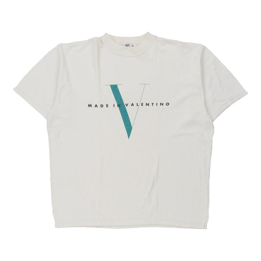 Vintage Valentino Graphic T-Shirt - XL White Cotton